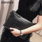 Black Spiked Women  Clutch Handbag