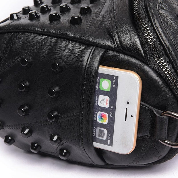 Black Studded Messenger  Women's Handbag