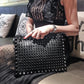 Black Spiked Women  Clutch Handbag