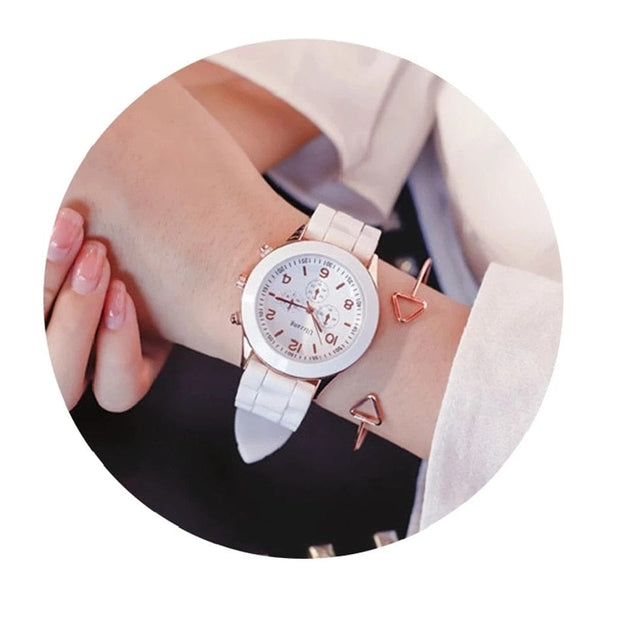 Women's Ultra-thin Quartz Silicone White Women's Watch