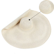 Summer 25cm Large Wide Brim Foldable Sun Hats For Women Oversized Sun Shade Hat Travel Straw Hat Lady UV Protection Beach Hat