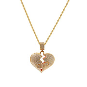 iced out bling Broke heart Unisex Necklaces