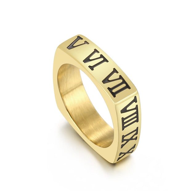 Square  Roman Numeral Women's Ring