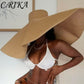 Summer 25cm Large Wide Brim Foldable Sun Hats For Women Oversized Sun Shade Hat Travel Straw Hat Lady UV Protection Beach Hat