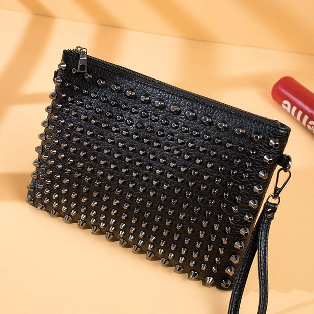 Black Spiked Women  Clutch Handbag