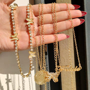 Gold Vintage  Bohemian  Coin Layered Women's  Necklace Butterfly Pendant Necklace