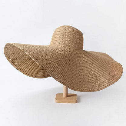 Summer 25cm Large Wide Brim Foldable Sun Hats For Women Oversized Sun Shade Hat Travel Straw Hat Lady UV Protection Beach Hat