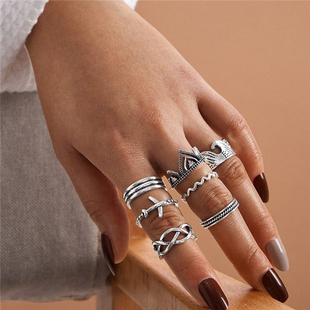 4Pcs/Set Gold Color Evil Eye Women's Rings