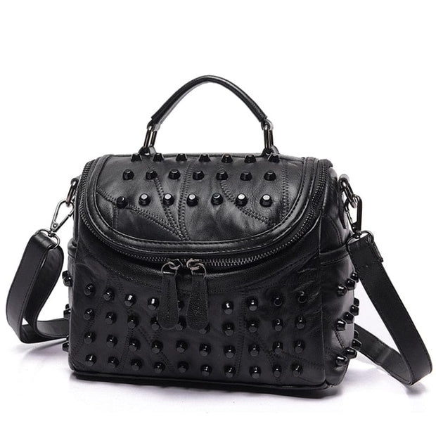 Black Studded Messenger  Women's Handbag