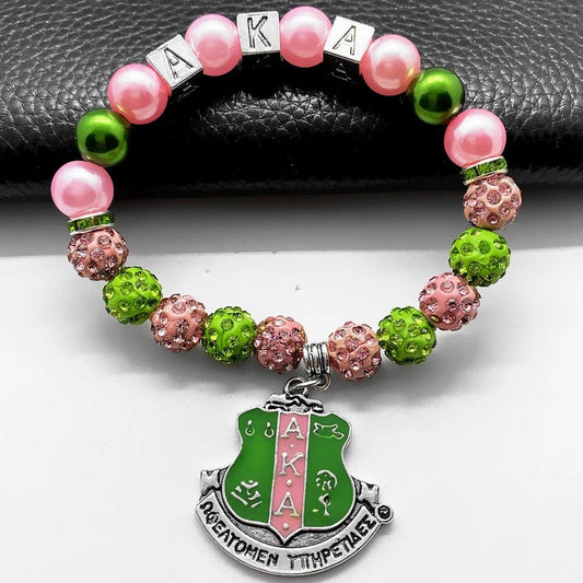 Alpha Kappa Beaded Bracelet with AKA Shield