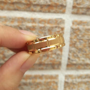 Yello Gold Brick Pattern Tungsten Men's Wedding Band