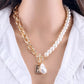 Heringbone Chain with pearl Charm
