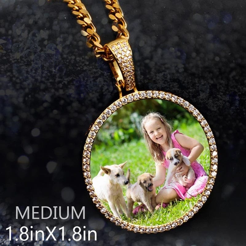 Photo Memory Medium  necklace Custom Photo  Pendant with Chain