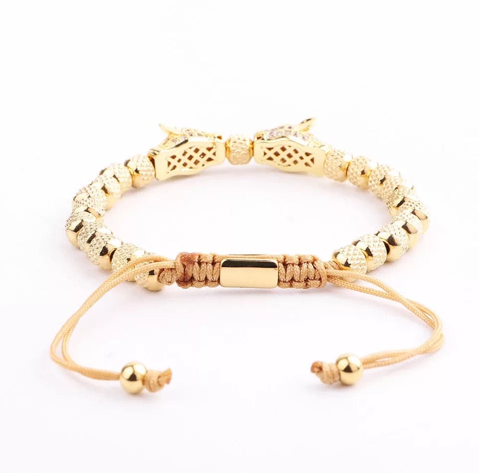 Gold Beaded Bracelet with Adjustable Cord