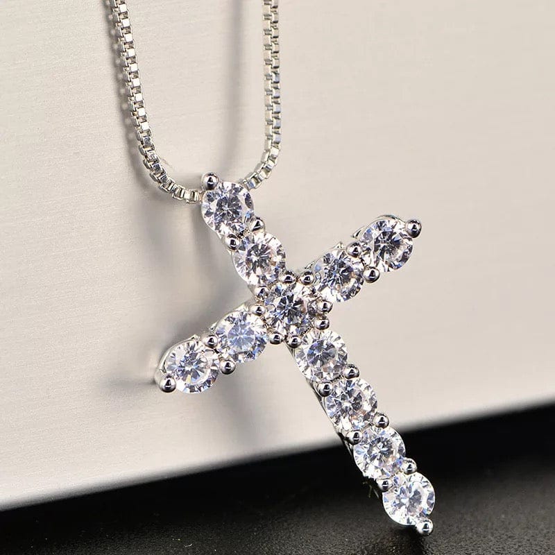 Silver Cross with CZ Stones