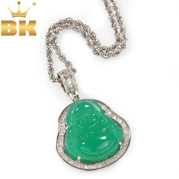 Green Budha Necklace with Bling