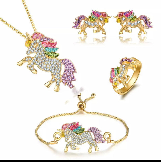 Crystal Unicorn Jewelry Set