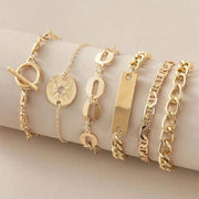 6 Pcs Gold Heavy MetalBracelet Set