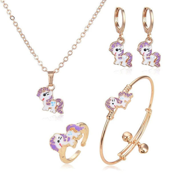 Purple Horse Girls Jewelry Gift Set