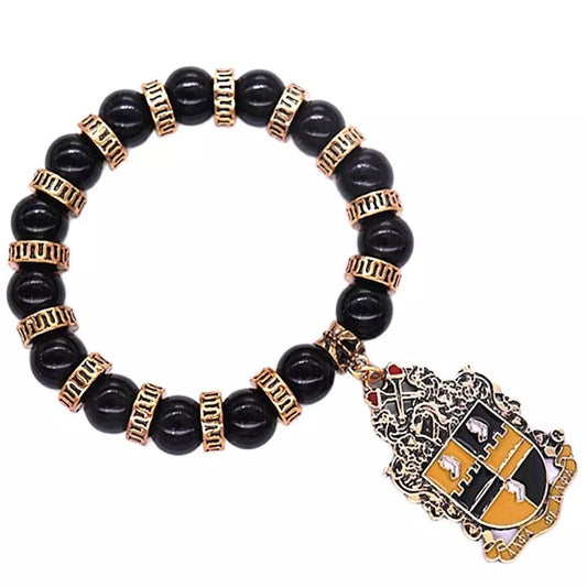 ALPHA PHI ALPHA BEADED BRACELET WITH ALPHA PENDANT SHIELD