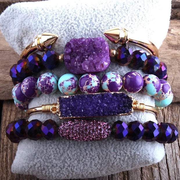 Boho Natural Stone Bracelet-Purple
