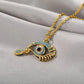 Gold Necklace with Protection evil Eye Pendant