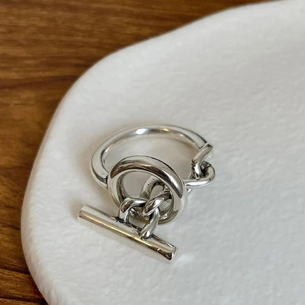 Silver Buckle Chain Ring
