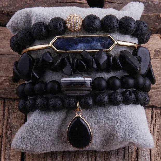Black Lava Stone Beaded Bracelet
