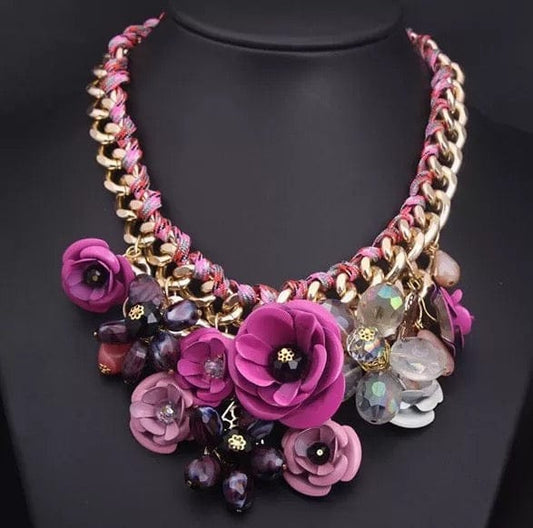 Pink Flower  Statement Necklace