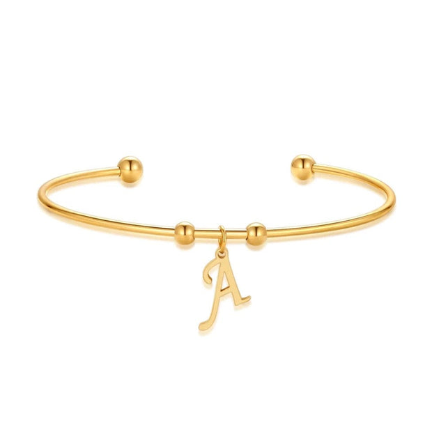 Bangle Bracelet with Initial(Gold or Silver