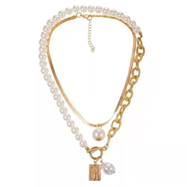 Heringbone Chain with pearl Charm