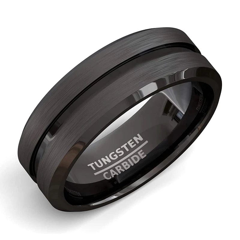 8mm Black Groove Matte  Stainless Steel Tungsten Black Groove Ring stainless Steel Tungsten