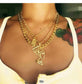 Hollow GoldQueenNefertiti layered Necklace