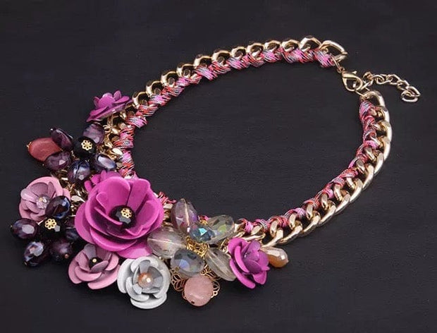 Pink Flower  Statement Necklace