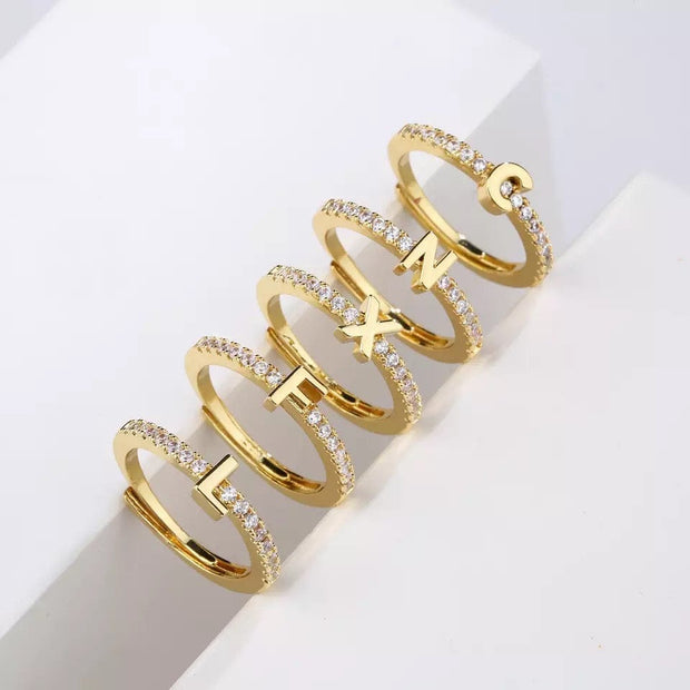 Copy of Adjustable Gold Initial Ring A-W Initials