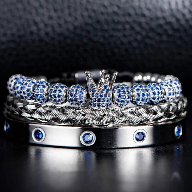 3 Piece Silver Lux  Men's Bracelet Set