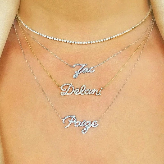 Custom Name Iced Out Gold Necklace