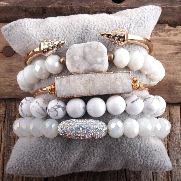 Boho Natural  Stone Bracelet- White