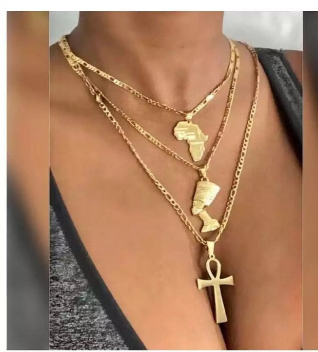 3Pcs African StyleGold Women's Necklace