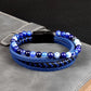 Titanium Steel Blue Multi Layer Braided Men's Bracelet