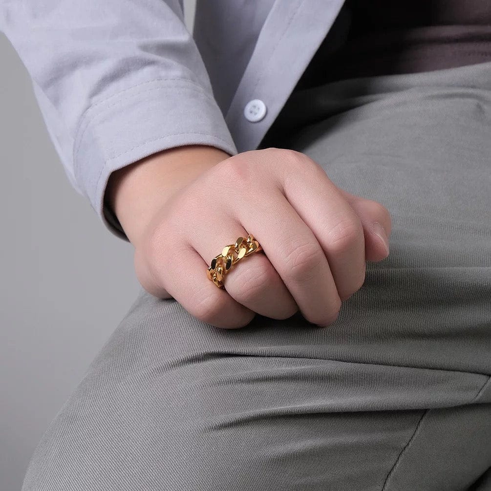 Chain Link Gold Men Gold Ring