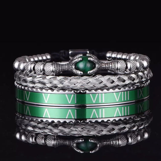 Copy of Silver & Green Lux Rope Bangle Bracelet Set