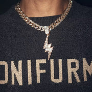 Gold Iced Out Lightning Bolt Necklace