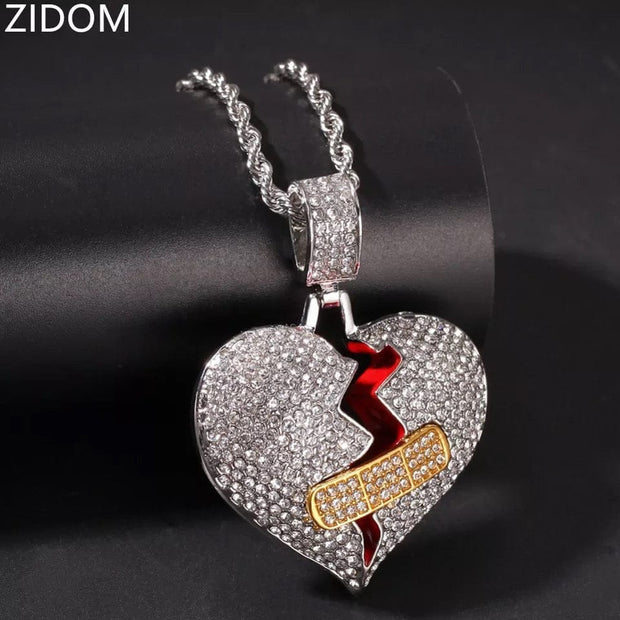 Iced out Broken Heart Necklace
