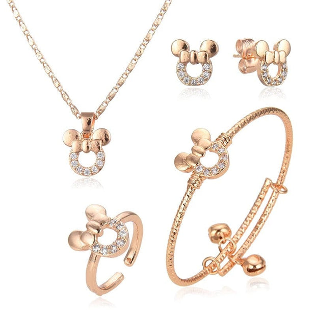 Whimsical Gold Mouse Jewelry Set
