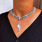 Gold Iced Out Lightning Bolt Necklace