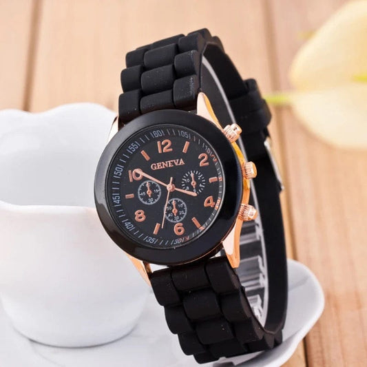 Silicone Black Women's Watch