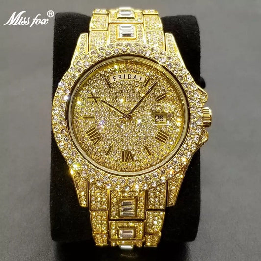 Gold Iced Out Men's Watch