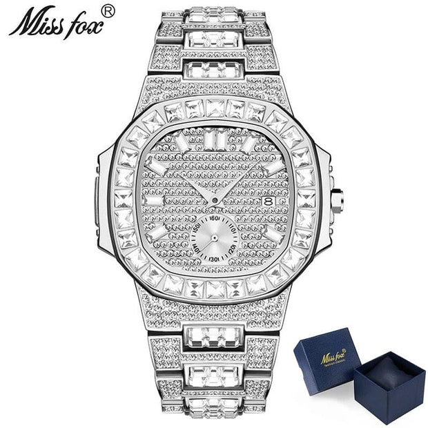 Silver Iced Out Men's Watch