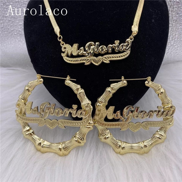 Gold Custom Necklace and Earring Set